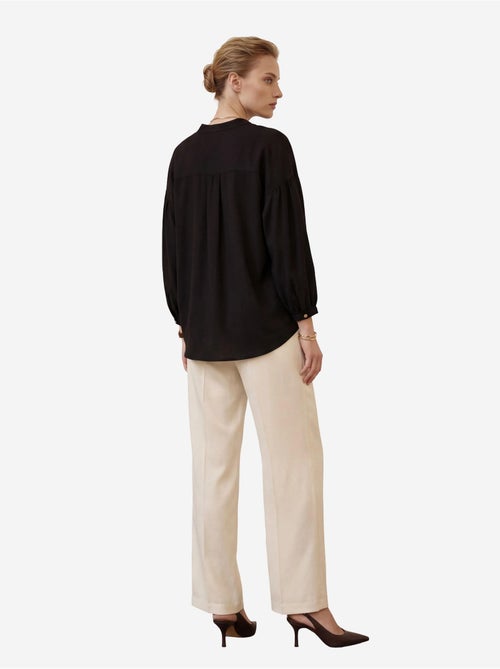 Chemise ample à manches longues en crêpe avec col mandarin my fashion - Kiabi