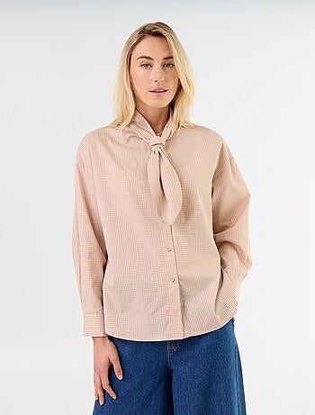 Chemise ample à manches longues et col lavallière