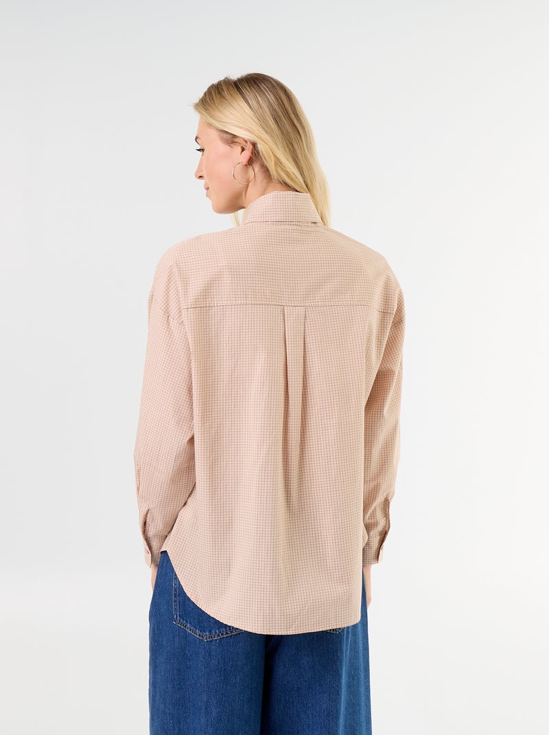 Chemise ample à manches longues et col lavallière Beige - Kiabi