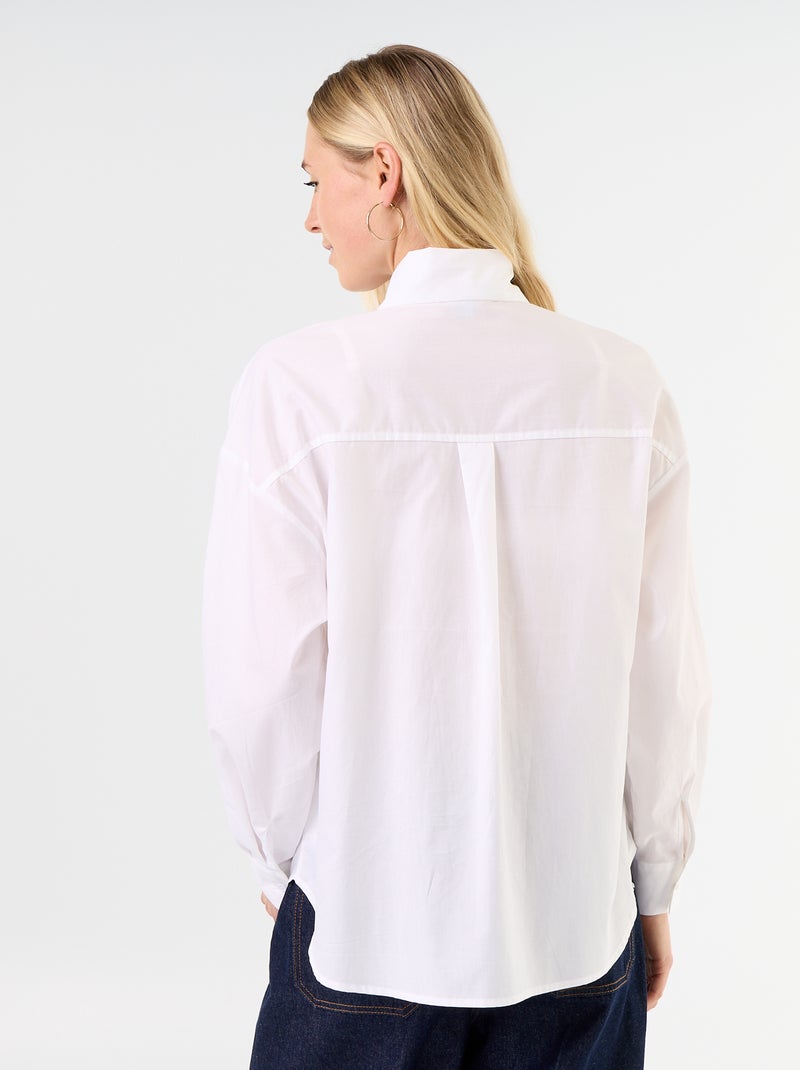 Chemise ample à manches longues et col lavallière Blanc - Kiabi