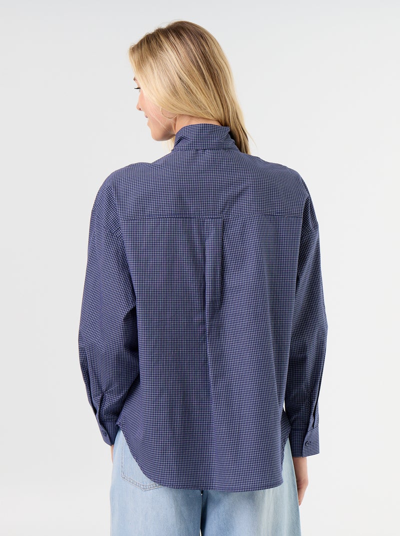 Chemise ample à manches longues et col lavallière Bleu - Kiabi