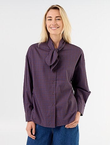 Chemise ample à manches longues et col lavallière