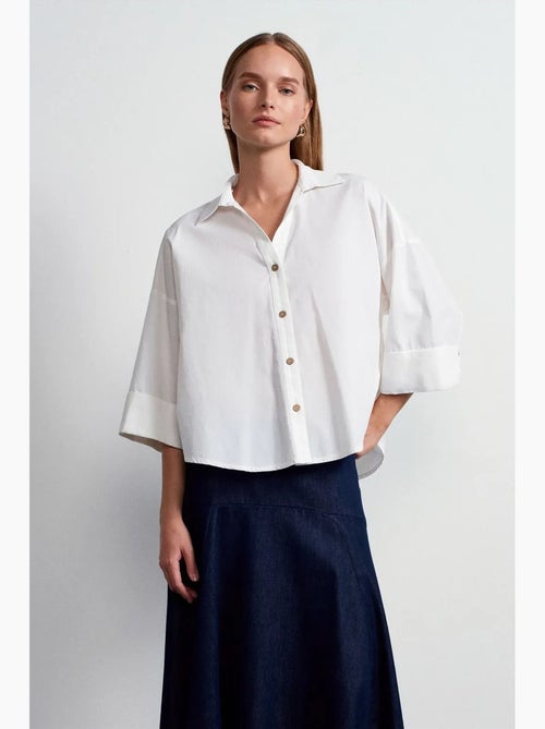 Chemise ample en popeline de coton dilvin - Kiabi Chemise ample en popeline de coton dilvin - Kiabi
