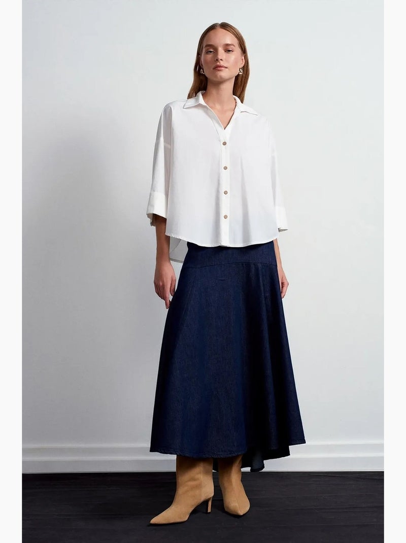 Chemise ample en popeline de coton dilvin Blanc - Kiabi