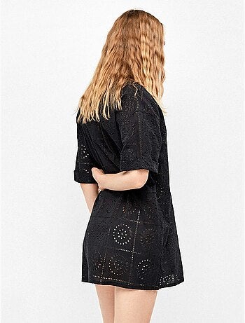 Chemise avec boutons et détails ajourés 100% coton