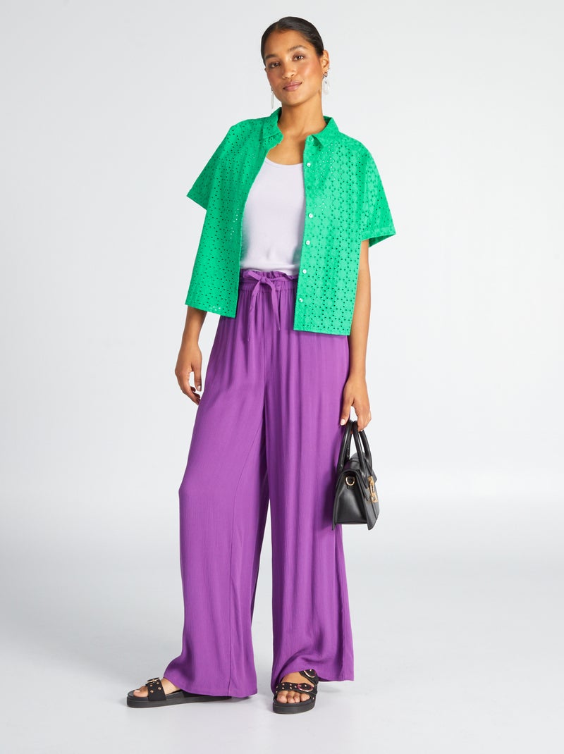 Chemise avec broderie Vert - Kiabi