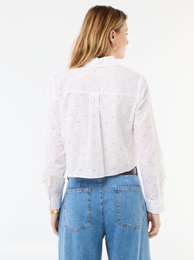 Chemise avec broderies all over Blanc - Kiabi