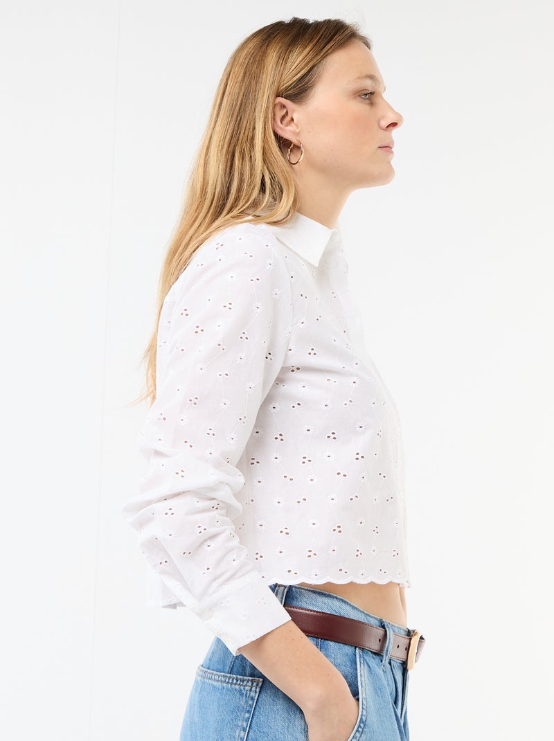 Chemise avec broderies all over Blanc - Kiabi