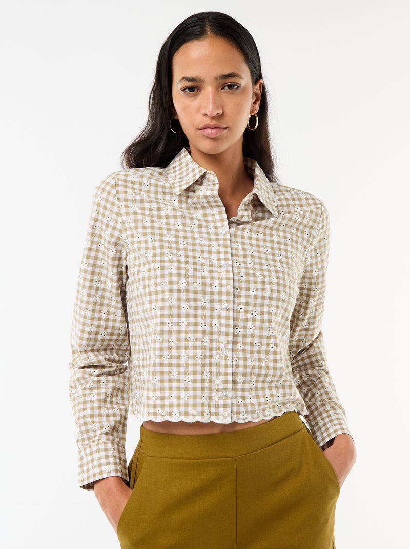 Chemise avec broderies all over Vert - Kiabi