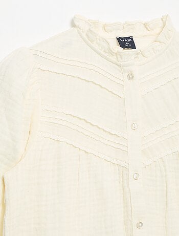 Chemise avec col volanté et broderies