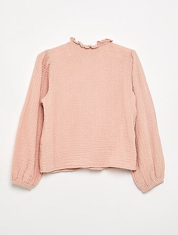 Chemise avec col volanté et broderies