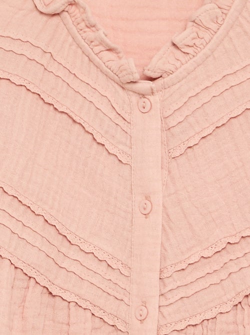 Chemise avec col volanté et broderies - Kiabi