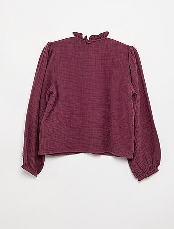 Chemise avec col volanté et broderies