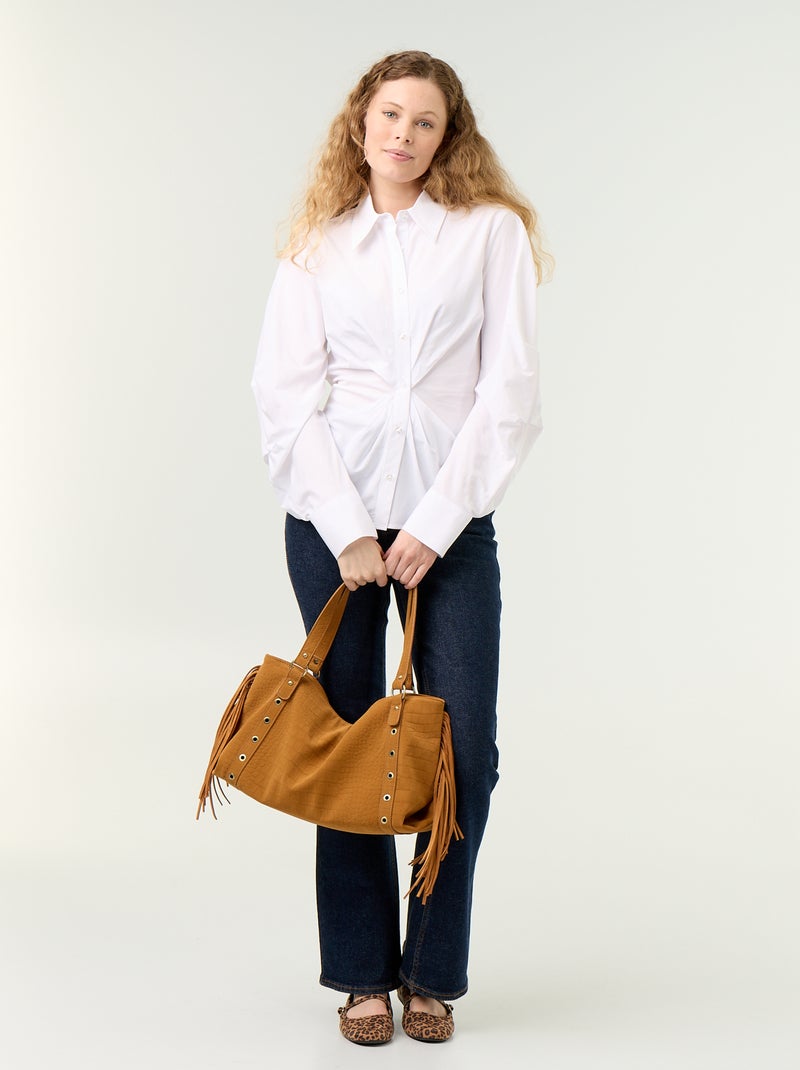 Chemise avec coupe fantaisie ajustée à l'avant Blanc - Kiabi