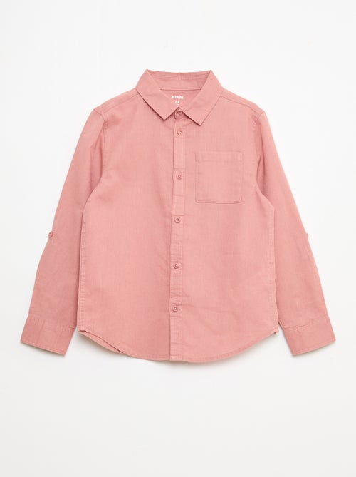 Chemise avec poche et manches retroussables - Kiabi