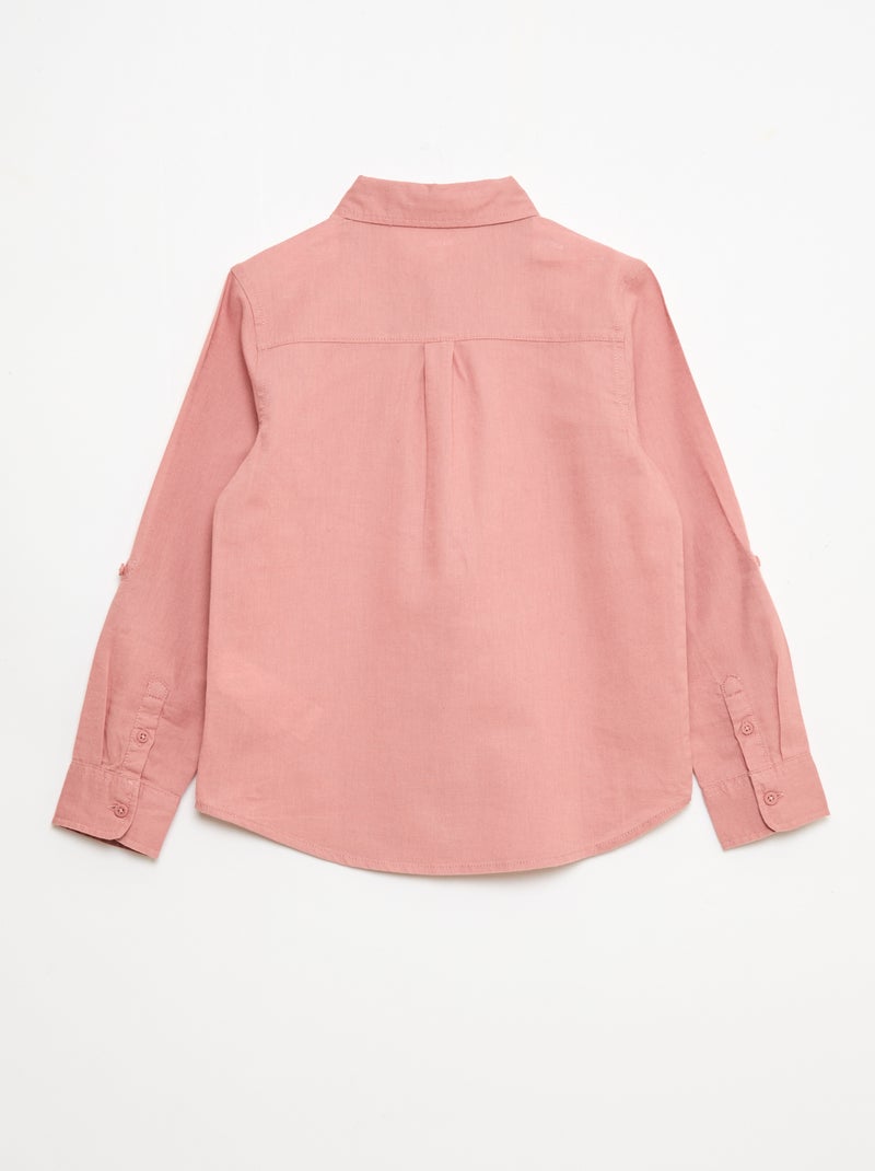 Chemise avec poche et manches retroussables Rose - Kiabi
