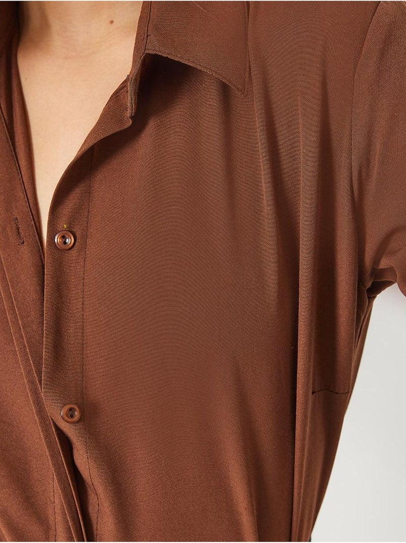 Chemise basique coupe régulière lucci Marron chocolat - Kiabi