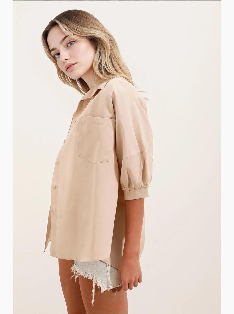 Chemise basique surdimensionnée à manches courtes bdart Crème - Kiabi