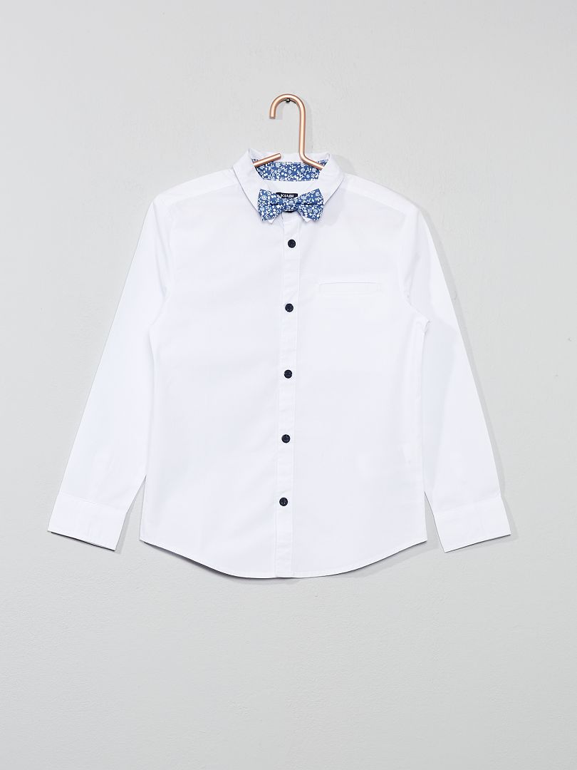 Chemise blanche + nœud papillon blanc - Kiabi