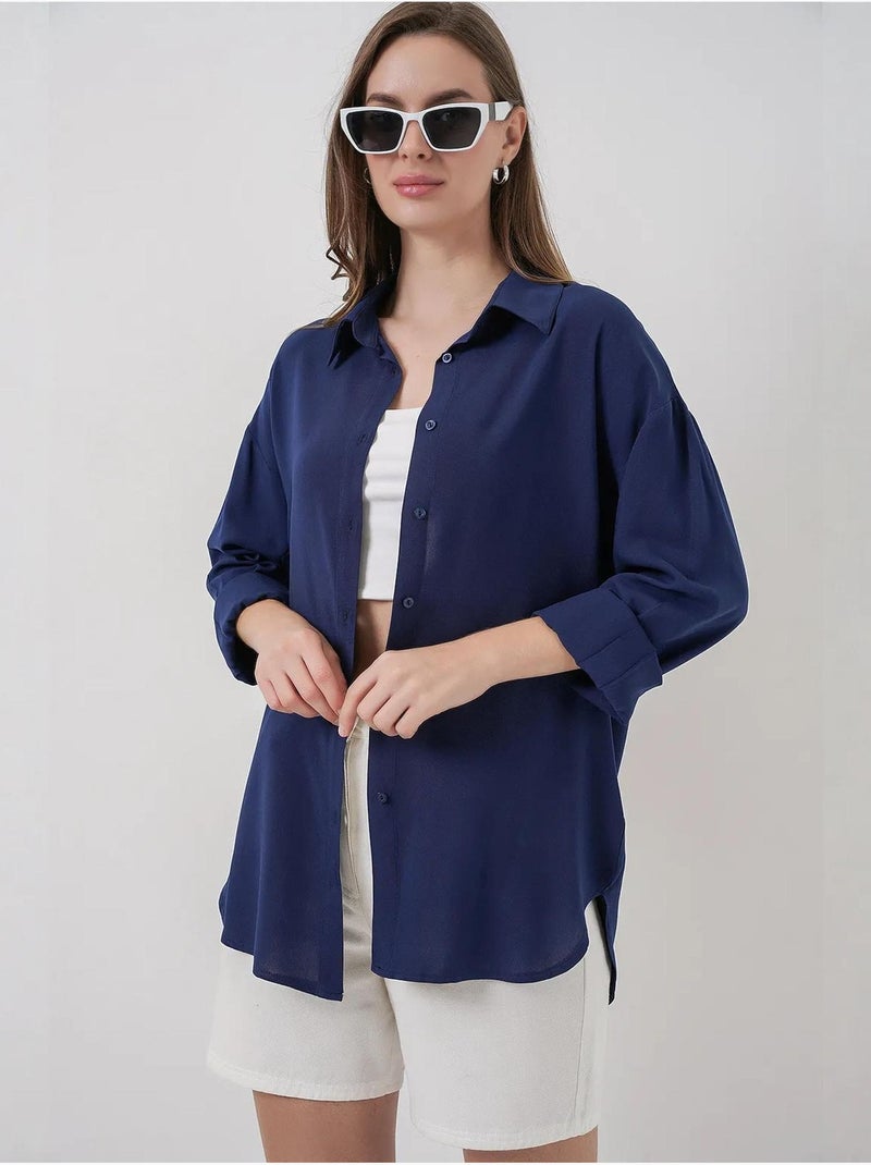 Chemise boutonnée à col de chemise bdart Bleu marine - Kiabi