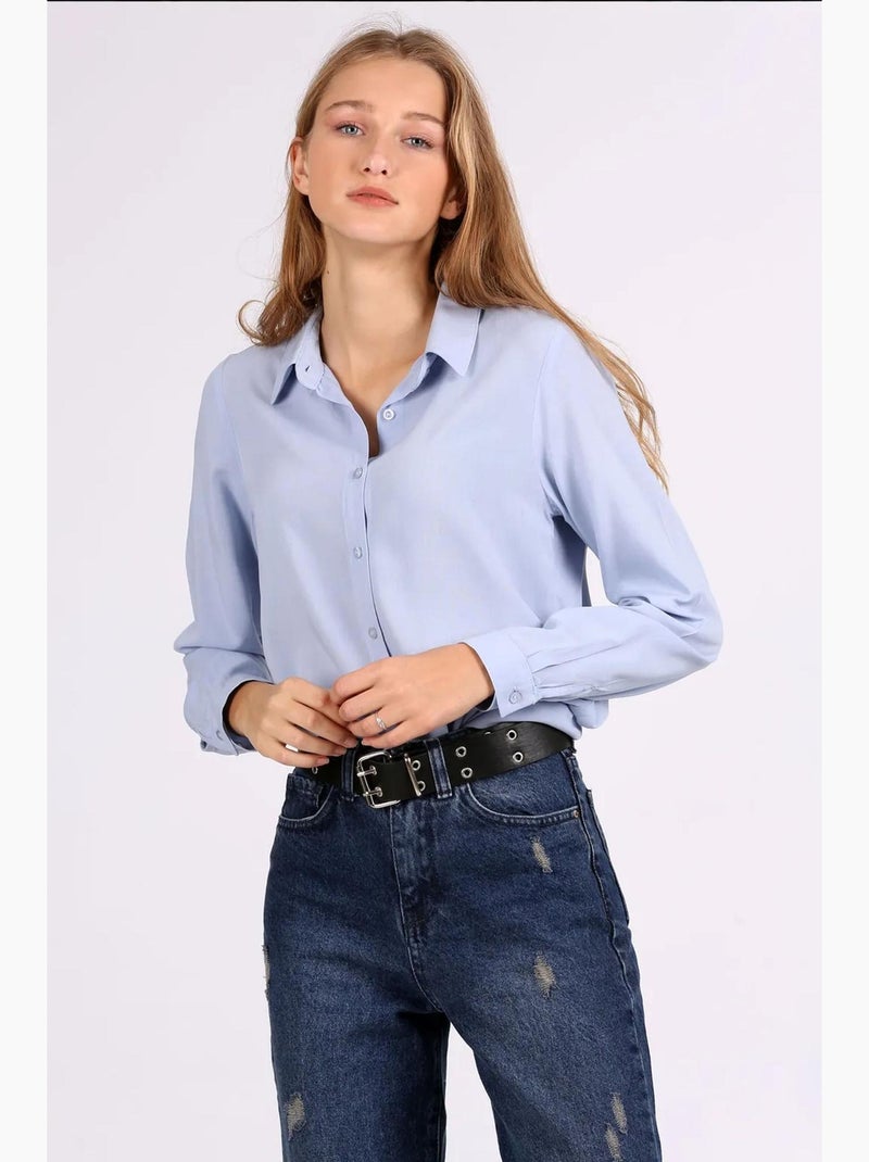 Chemise boutonnée à col de chemise bdart Bleu pastel - Kiabi