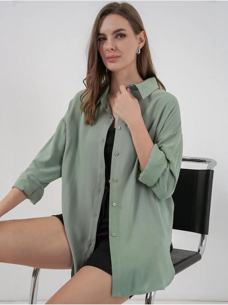 Chemise boutonnée à col de chemise bdart Vert pastel - Kiabi