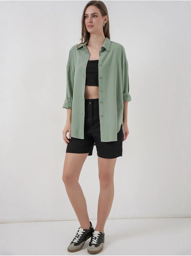 Chemise boutonnée à col de chemise bdart Vert pastel - Kiabi