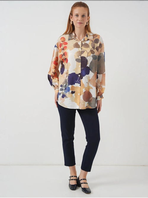 Chemise boutonnée à fleurs oversize bdart - Kiabi