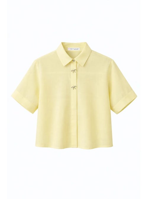 Chemise boutonnée à manches courtes avec accessoire en pierre mixray - Kiabi Chemise boutonnée à manches courtes avec accessoire en pierre mixray - Kiabi