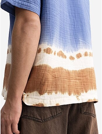 Chemise boutonnée à manches courtes ombre giesto