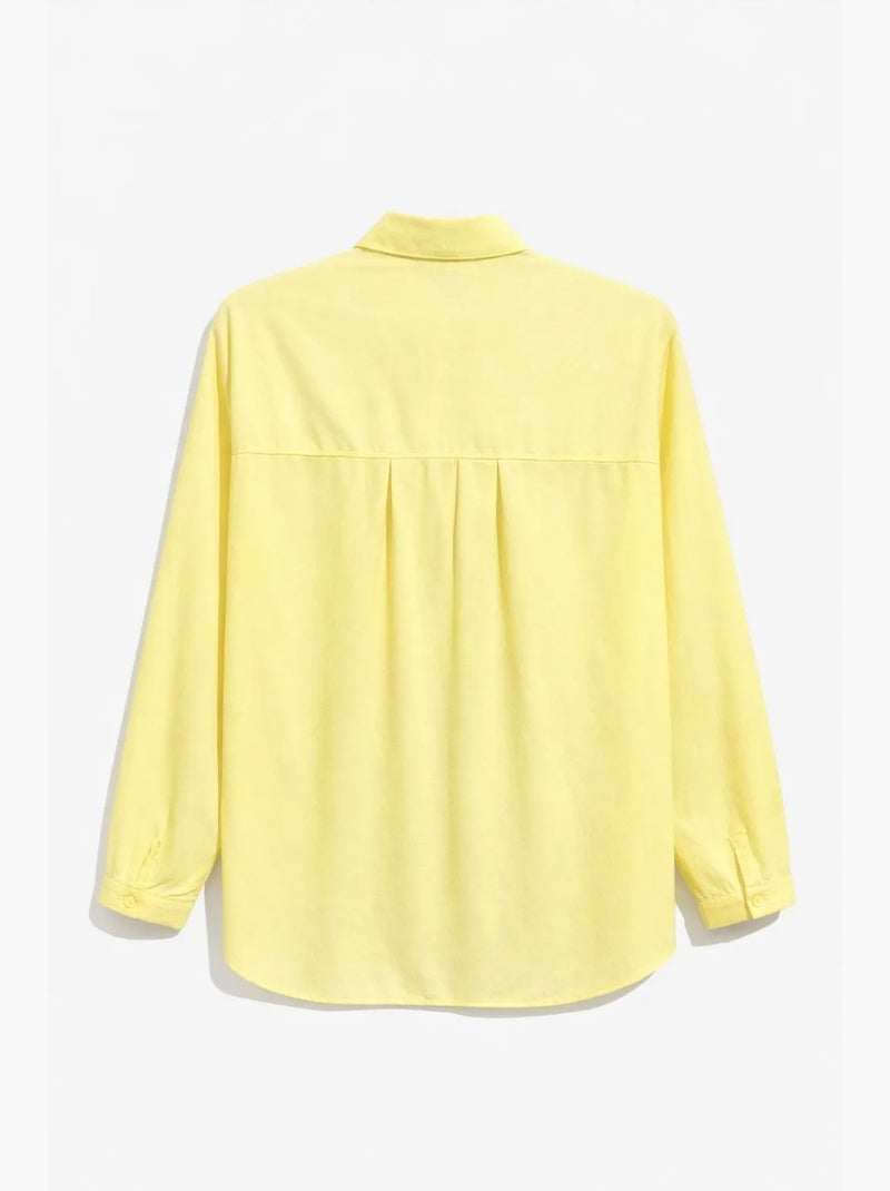 Chemise boutonnée à manches longues avec poche mixray Jaune citron - Kiabi