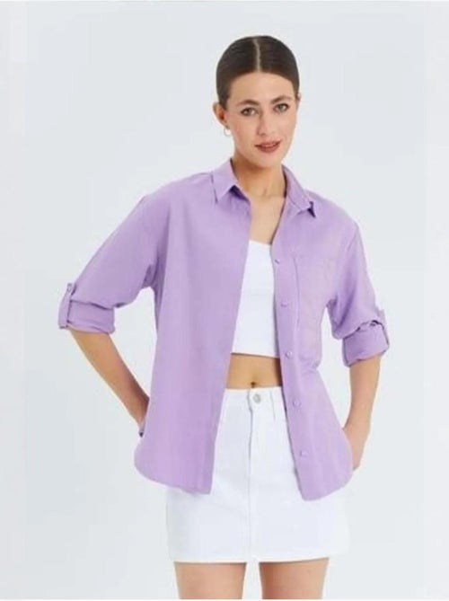 Chemise boutonnée à manches longues avec poche mixray - Kiabi