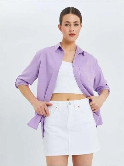 Chemise boutonnée à manches longues avec poche mixray - Kiabi