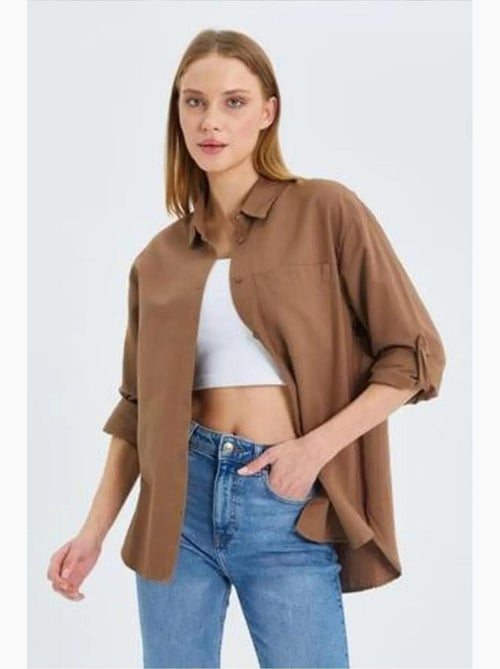 Chemise boutonnée à manches longues avec poche mixray - Kiabi