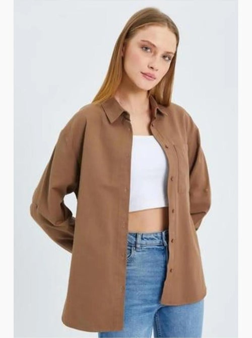 Chemise boutonnée à manches longues avec poche mixray - Kiabi