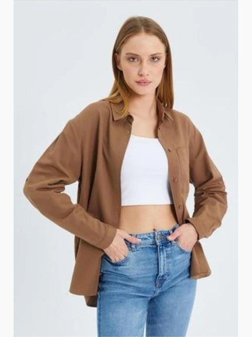 Chemise boutonnée à manches longues avec poche mixray - Kiabi
