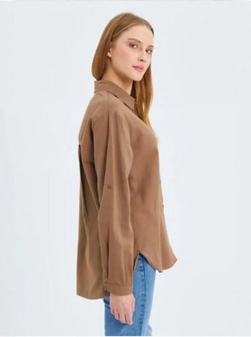 Chemise boutonnée à manches longues avec poche mixray - Kiabi