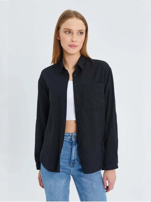Chemise boutonnée à manches longues avec poche mixray - Kiabi