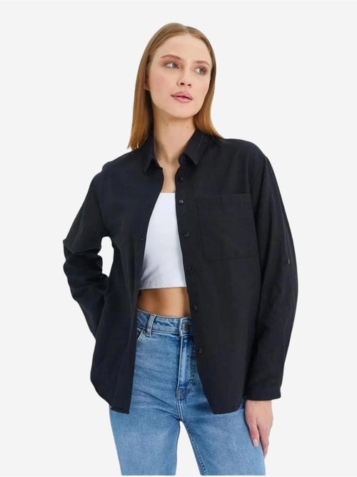 Chemise boutonnée à manches longues avec poche mixray - Kiabi