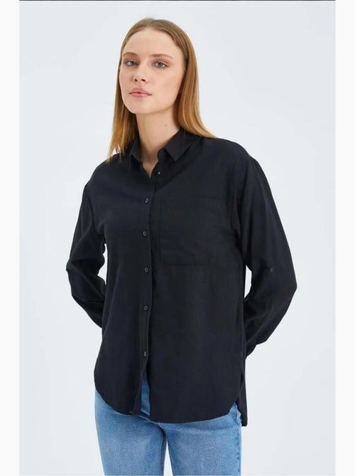 Chemise boutonnée à manches longues avec poche mixray - Kiabi