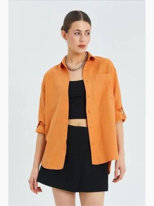 Chemise boutonnée à manches longues avec poche mixray - Kiabi