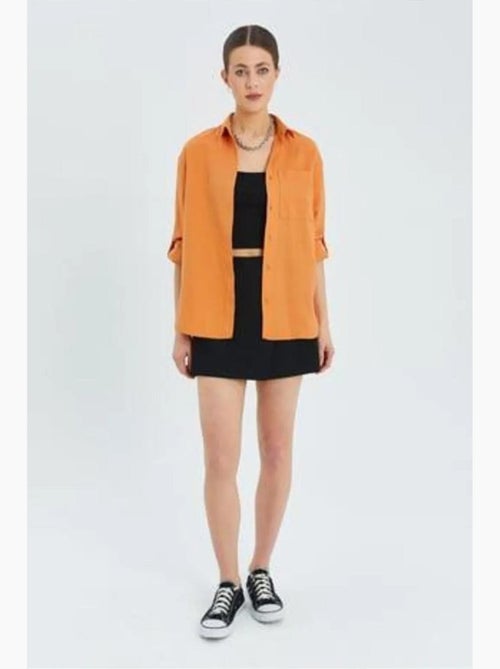 Chemise boutonnée à manches longues avec poche mixray - Kiabi