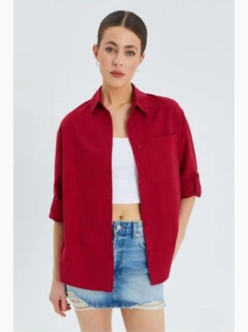 Chemise boutonnée à manches longues avec poche mixray - Kiabi