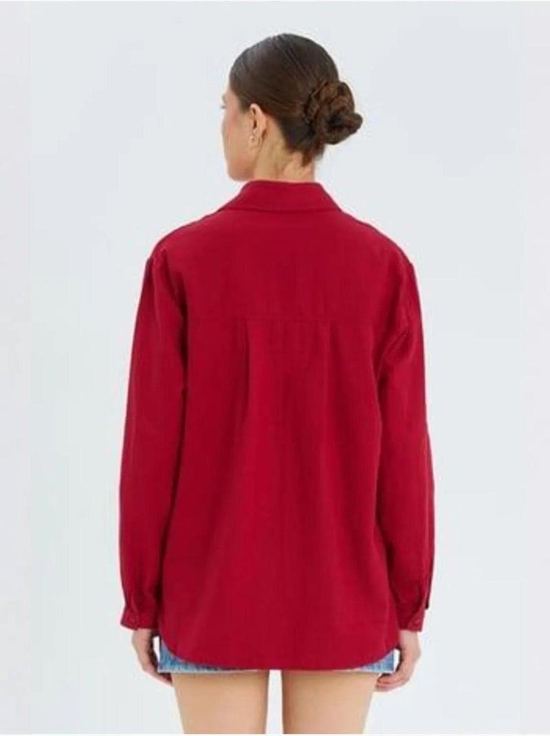 Chemise boutonnée à manches longues avec poche mixray Rouge bordeaux - Kiabi