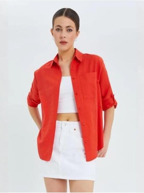 Chemise boutonnée à manches longues avec poche mixray - Kiabi