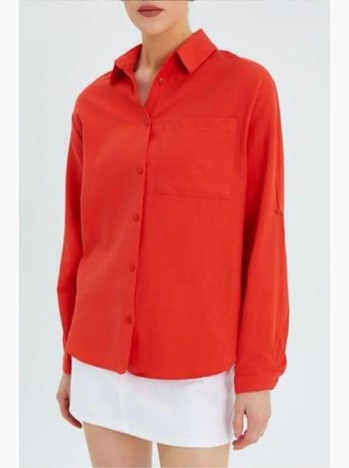 Chemise boutonnée à manches longues avec poche mixray - Kiabi