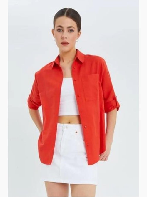 Chemise boutonnée à manches longues avec poche mixray - Kiabi