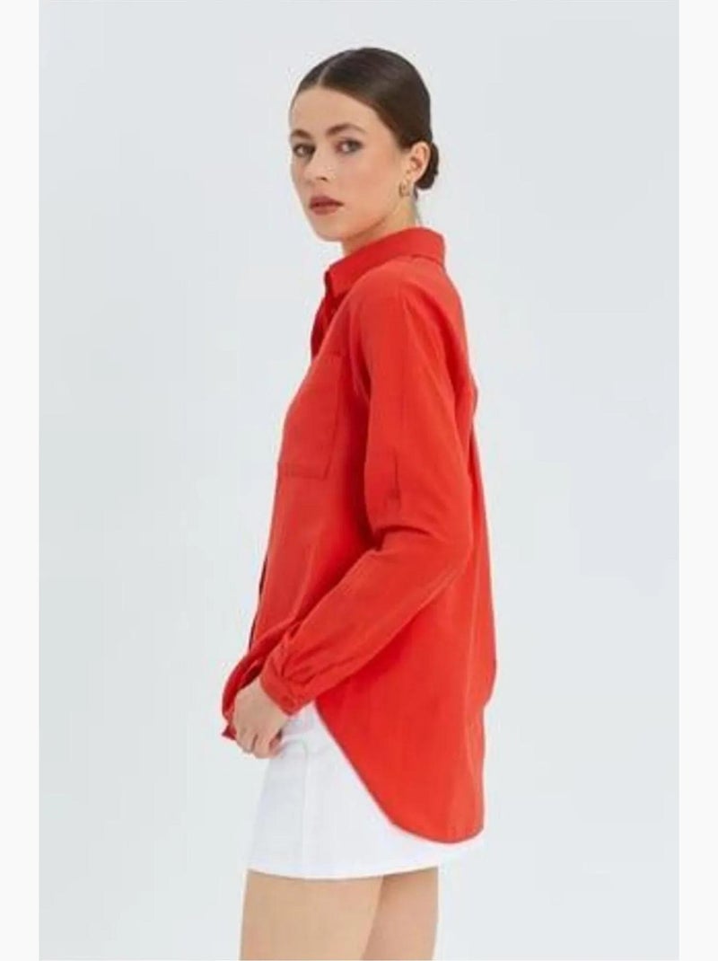 Chemise boutonnée à manches longues avec poche mixray Rouge - Kiabi