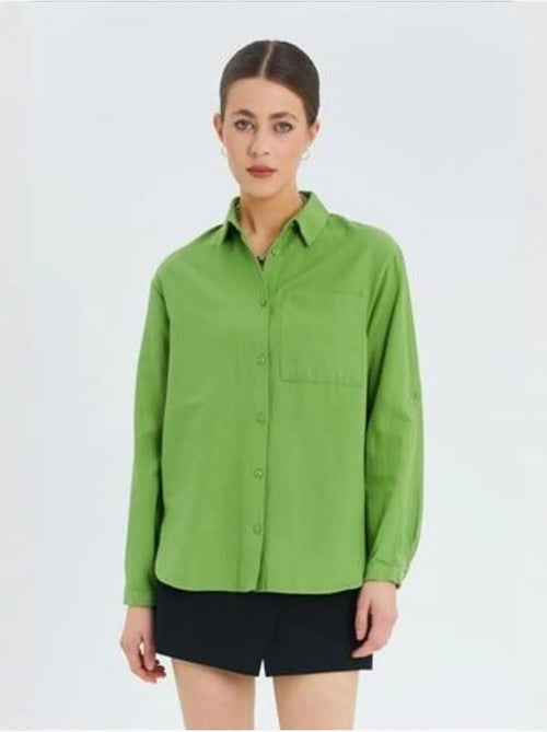 Chemise boutonnée à manches longues avec poche mixray - Kiabi