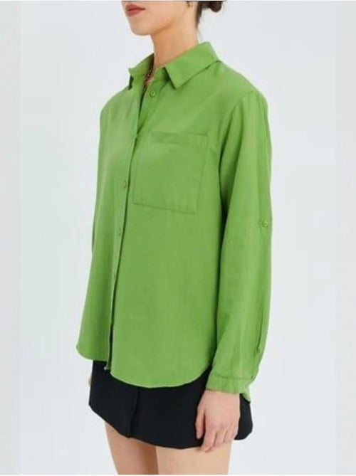 Chemise boutonnée à manches longues avec poche mixray - Kiabi